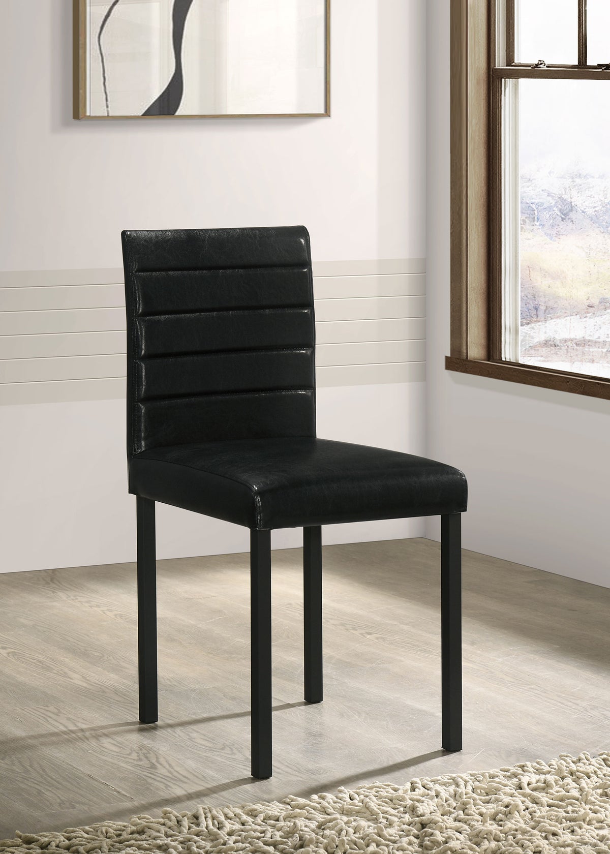 Garza Space-Saving Dining Table & 5-Piece Sets - Greige Oak Top, Black Metal Frame & Leatherette Chairs - lifestyle