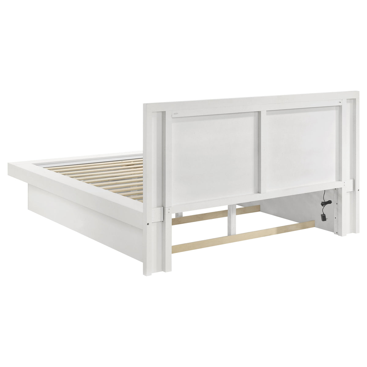 Jessica LED Platform Bed & Bedroom Sets - Contemporary Snow White with Silver-Tone Bar Pulls โ view 17
