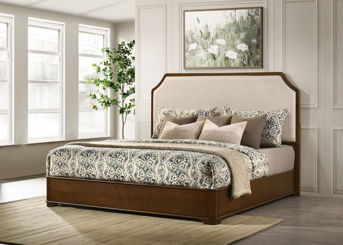 Garland Louis Philippe Panel Bed & Bedroom Sets - Cream Upholstered Headboard in Brown Cherry, Queen or Eastern King - lifestyle