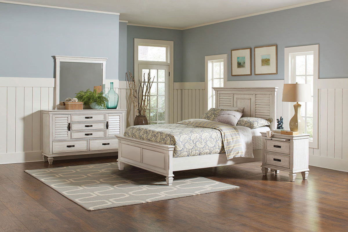 Franco Panel or Storage Bed & Bedroom Sets - 4pcs- Eastern King Panel Bed + Nightstand + Dresser + Mirror
