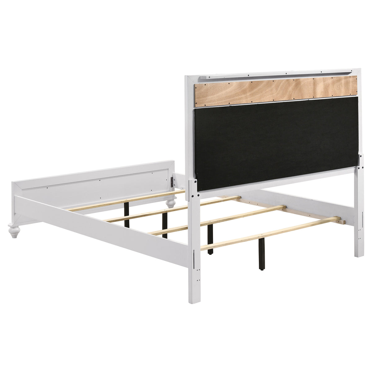 Barzini Panel Bed & Bedroom Sets - Glam White with Metallic Channel Tufting & Crystal Hardware