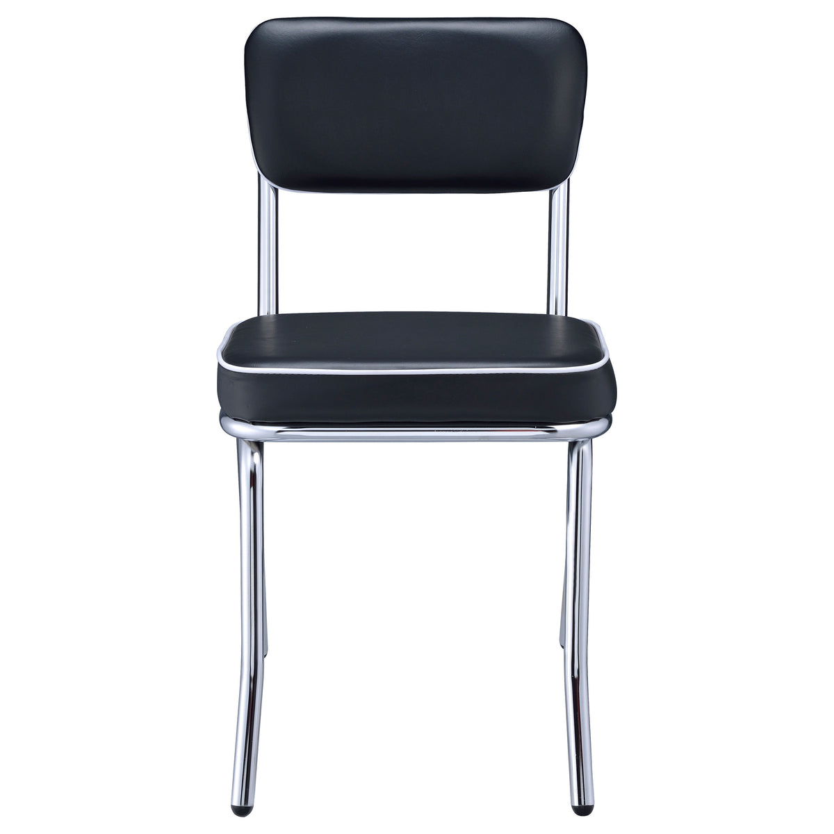 Retro Diner-Style Dining Side Chairs, Set of 2 - Black Leatherette on Chrome Frame – view 4