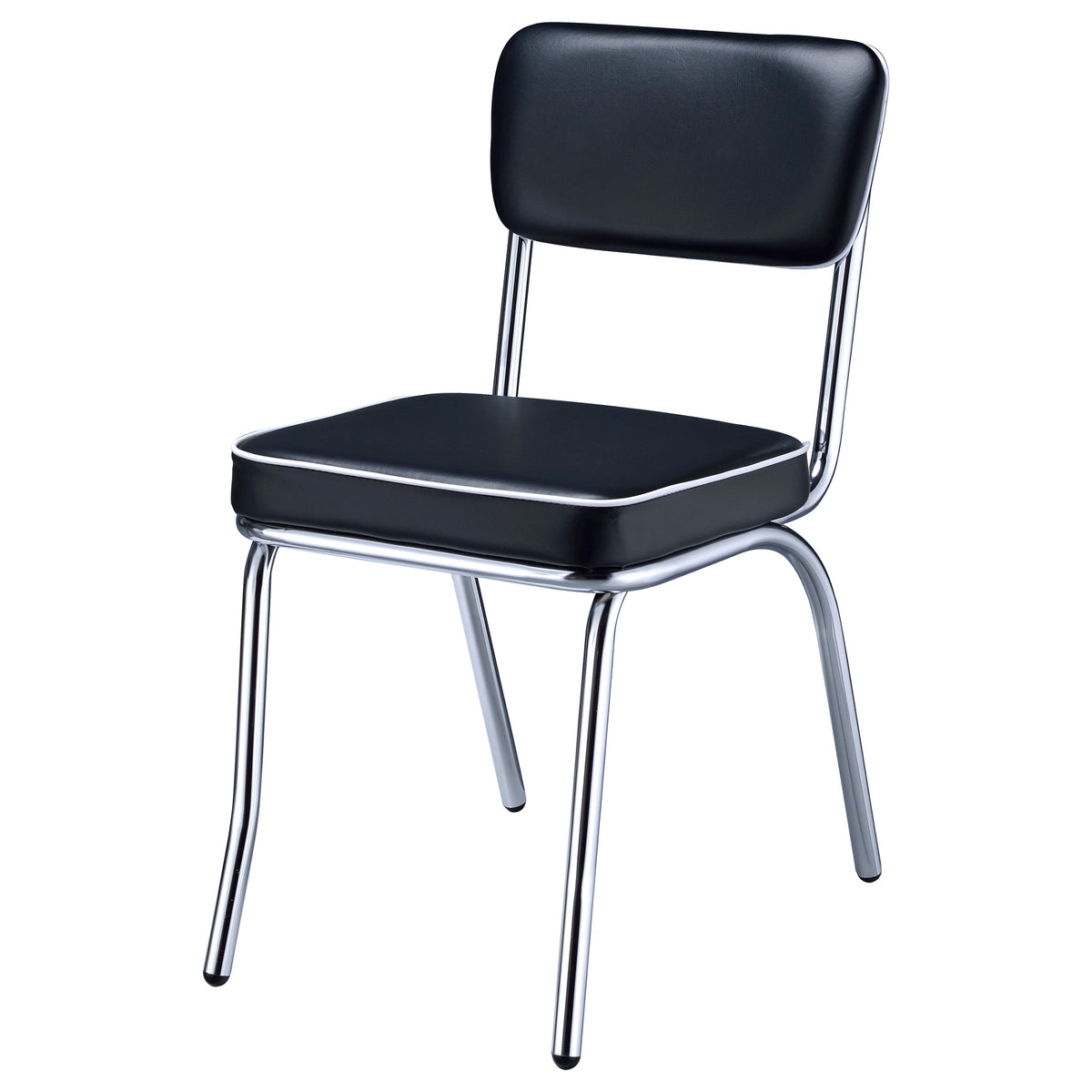 Retro Diner-Style Dining Side Chairs, Set of 2 - Black Leatherette on Chrome Frame – view 5