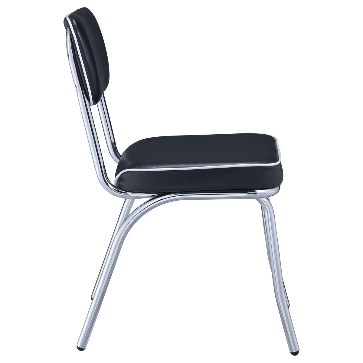 Retro Diner-Style Dining Side Chairs, Set of 2 - Black Leatherette on Chrome Frame – view 10