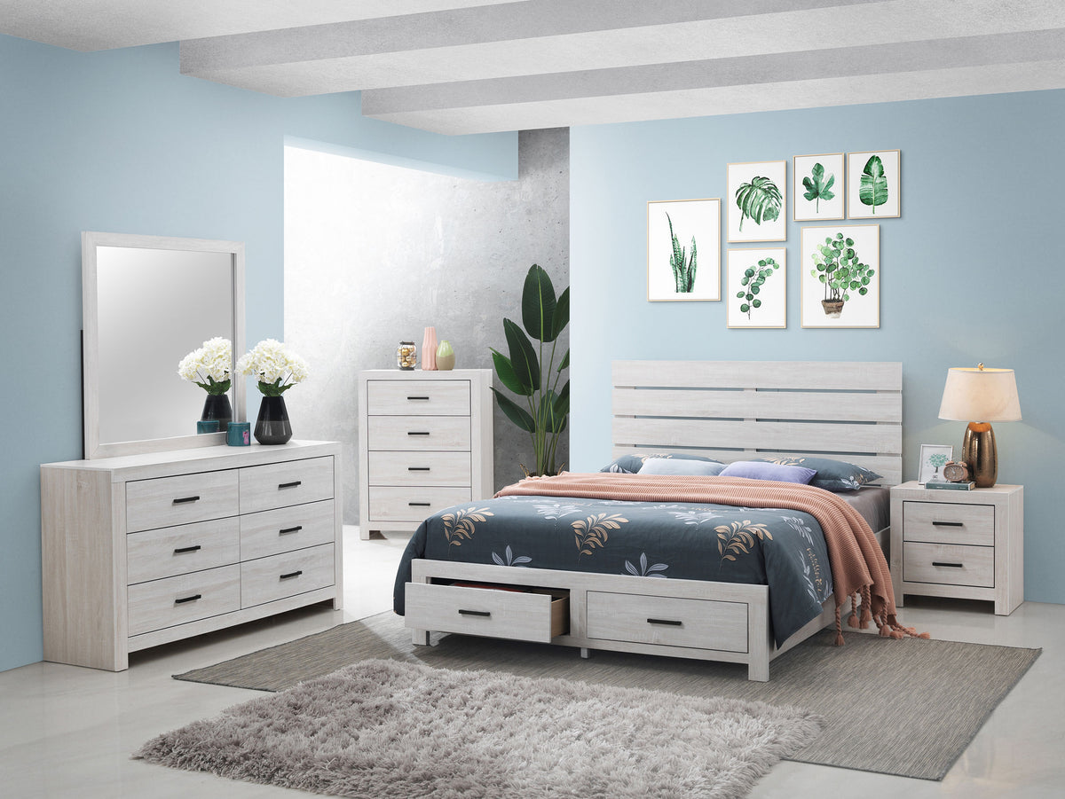 Brantford Panel or Storage Bed & Bedroom Sets - 5pcs- Queen Storage Bed + Nightstand + Dresser + Mirror + Chest
