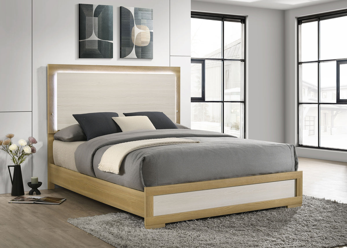 Hyland LED Panel Bed & Bedroom Sets - Natural & White Two-Tone, Queen & Eastern King โ view 1