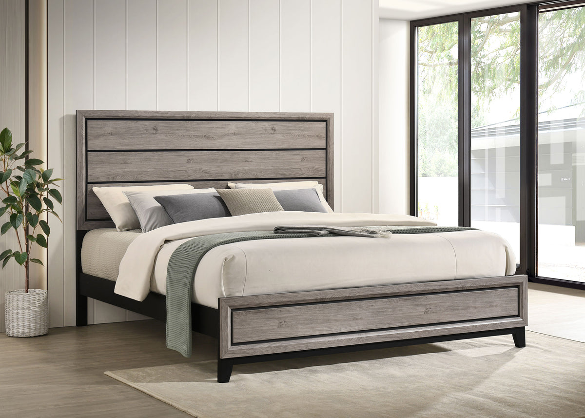Watson Groove-Detailed Panel Bed & Bedroom Sets - Transitional Light Taupe with Nickel Hardware, Twin to Cal King - lifestyle