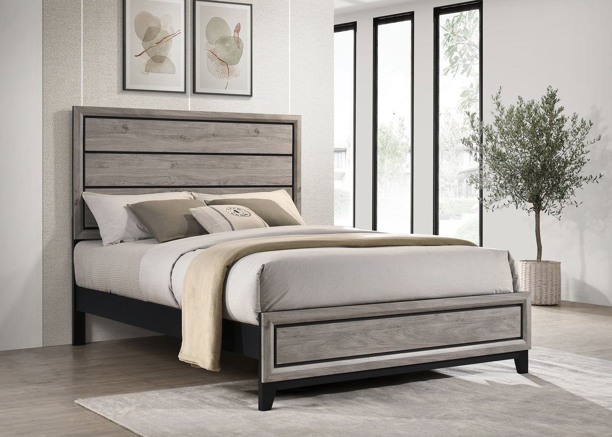 Watson Groove-Detailed Panel Bed & Bedroom Sets - Transitional Light Taupe with Nickel Hardware, Twin to Cal King - lifestyle