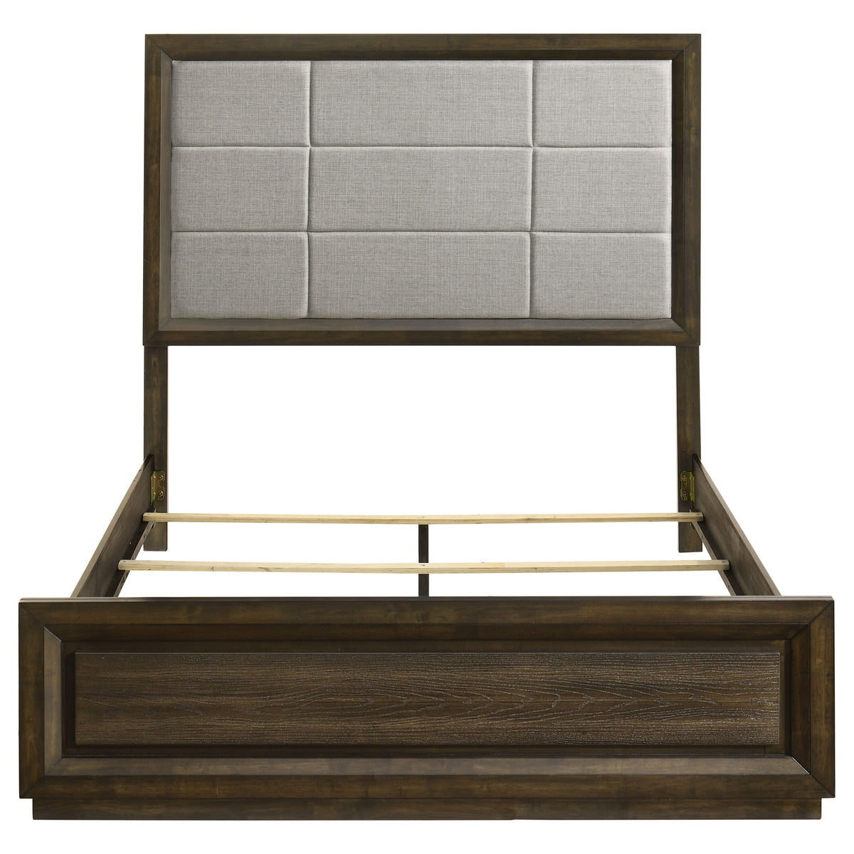 Atlas Upholstered Panel Bed & Bedroom Sets - Picture-Frame Headboard in Dark Oak & Light Grey โ view 16