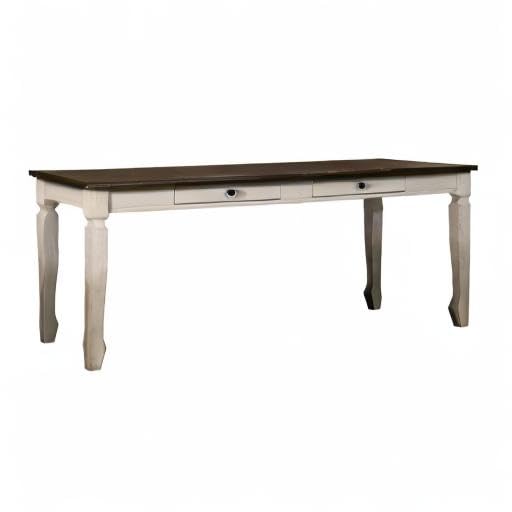 Belle 78" Rectangular Solid Wood Dining Table in Oak Cream - detail view