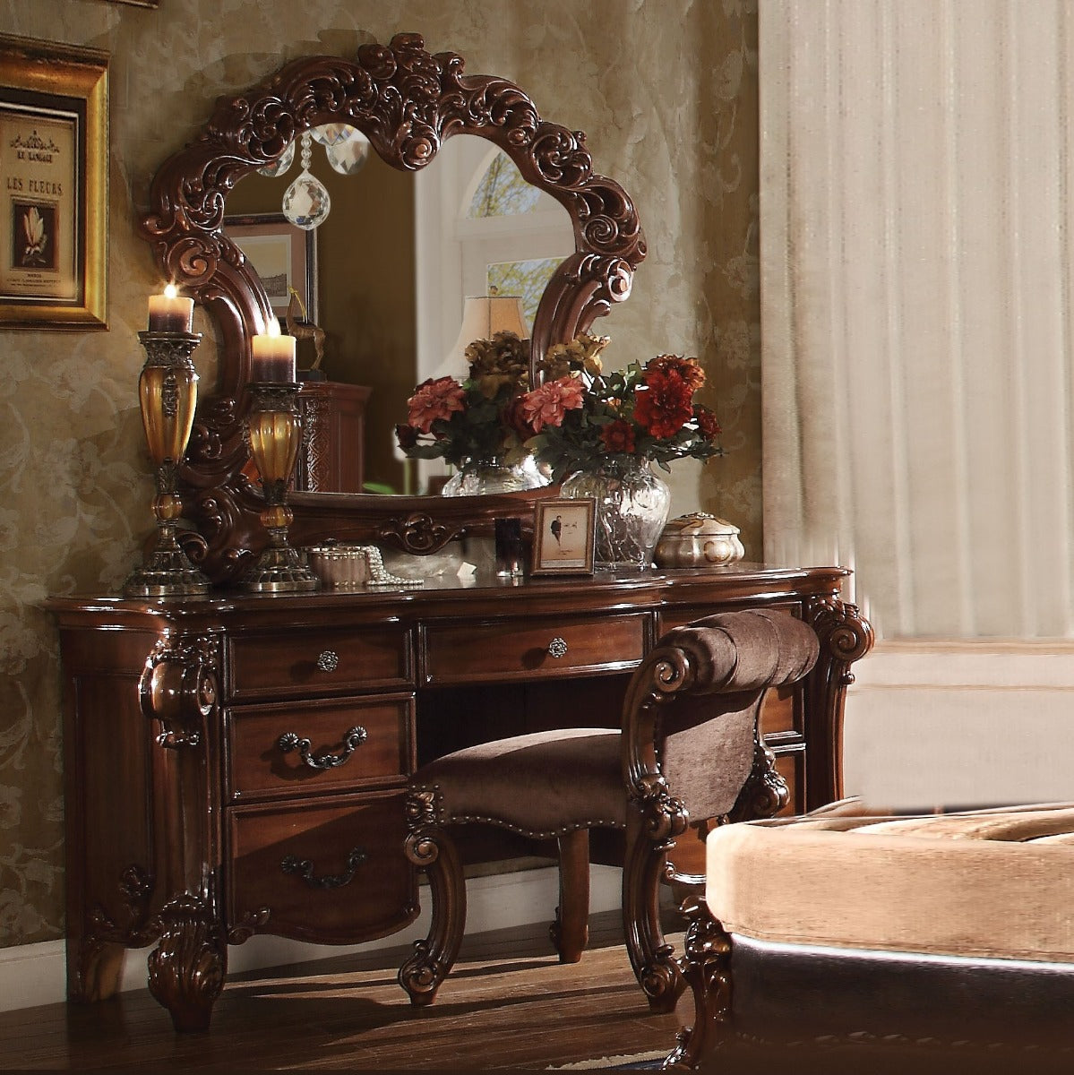 Vendome Arched Mirror & Vanity Stool
