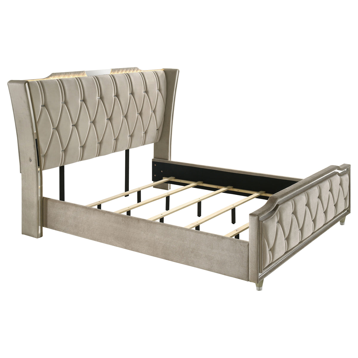 Lorient LED Velvet Wingback Bedroom Collection - California King Bed Only