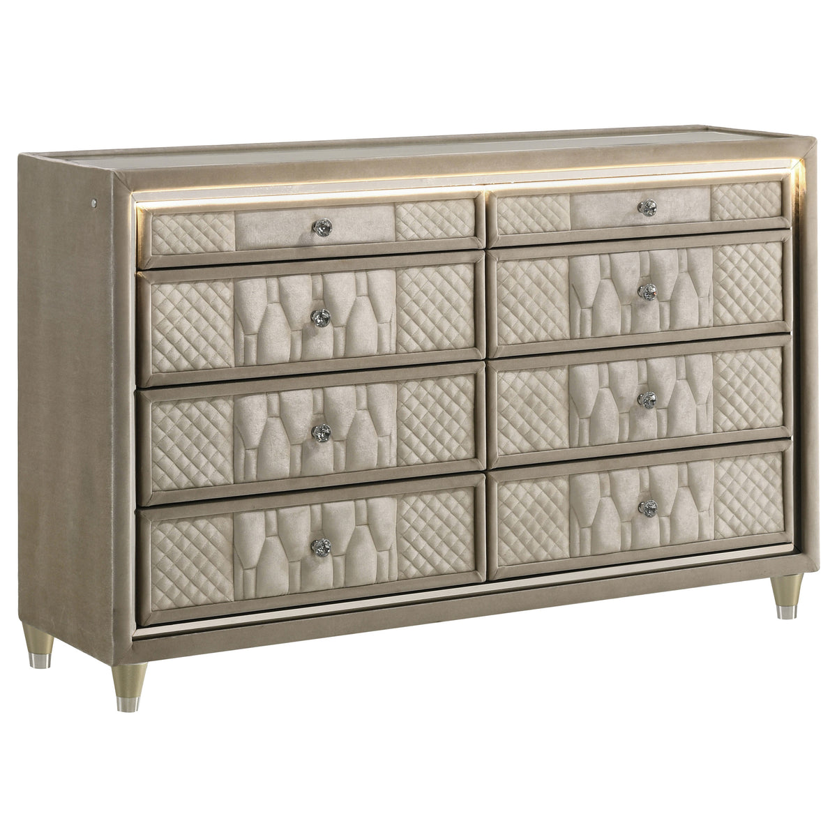 Lorient LED Velvet Wingback Bedroom Collection - 8-Drawer Dresser