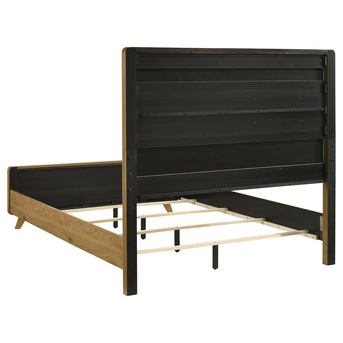 Bennett Upholstered Panel Bed & Bedroom Sets - Mid-Century Light Oak with Cream Headboard & Reeded Drawers