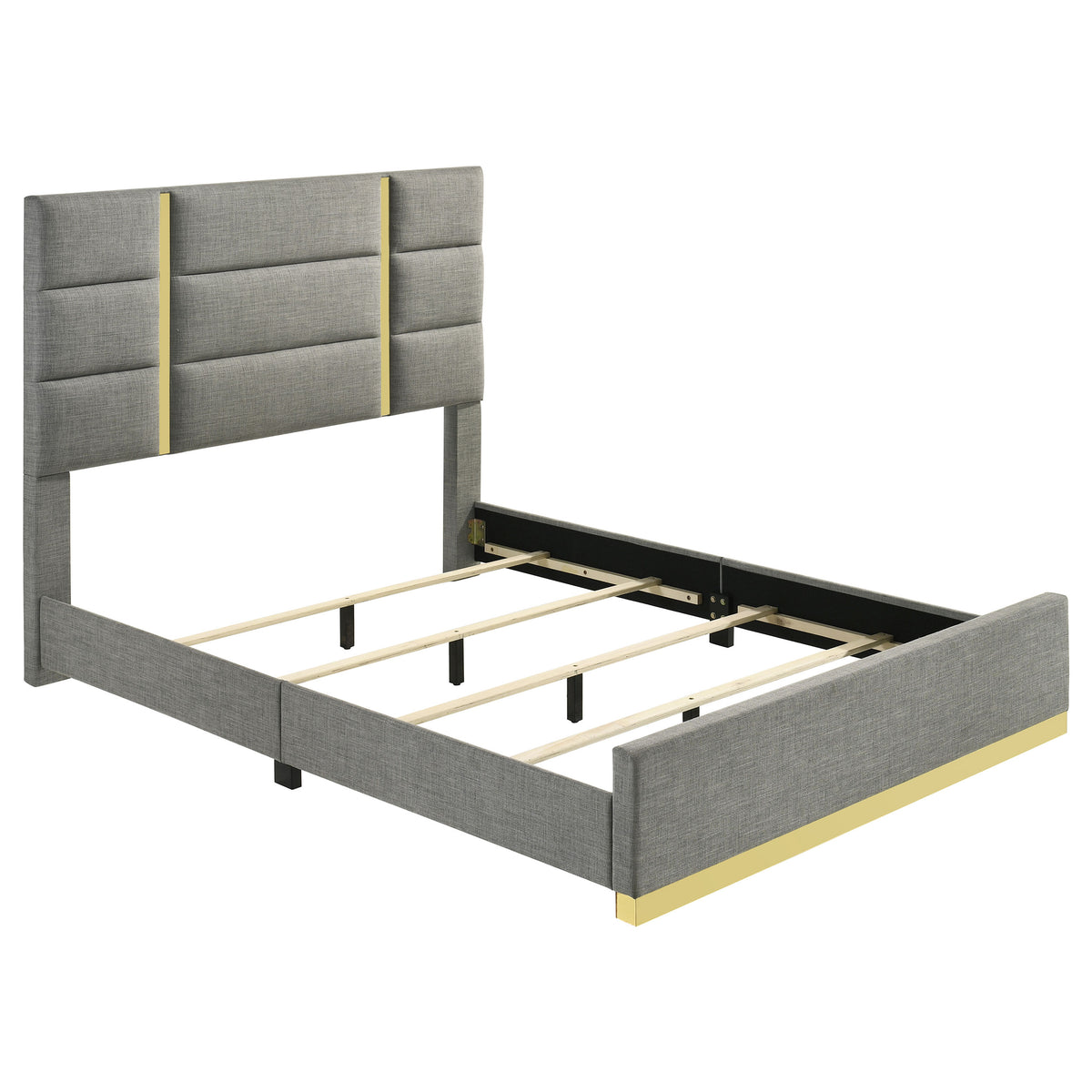 Ines Upholstered Panel Bed & Bedroom Sets - Grey Queen Panel Bed Only