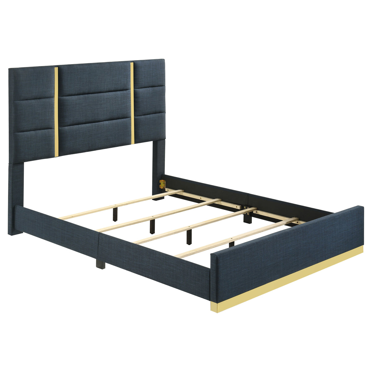 Ines Upholstered Panel Bed & Bedroom Sets - Navy Queen Panel Bed Only