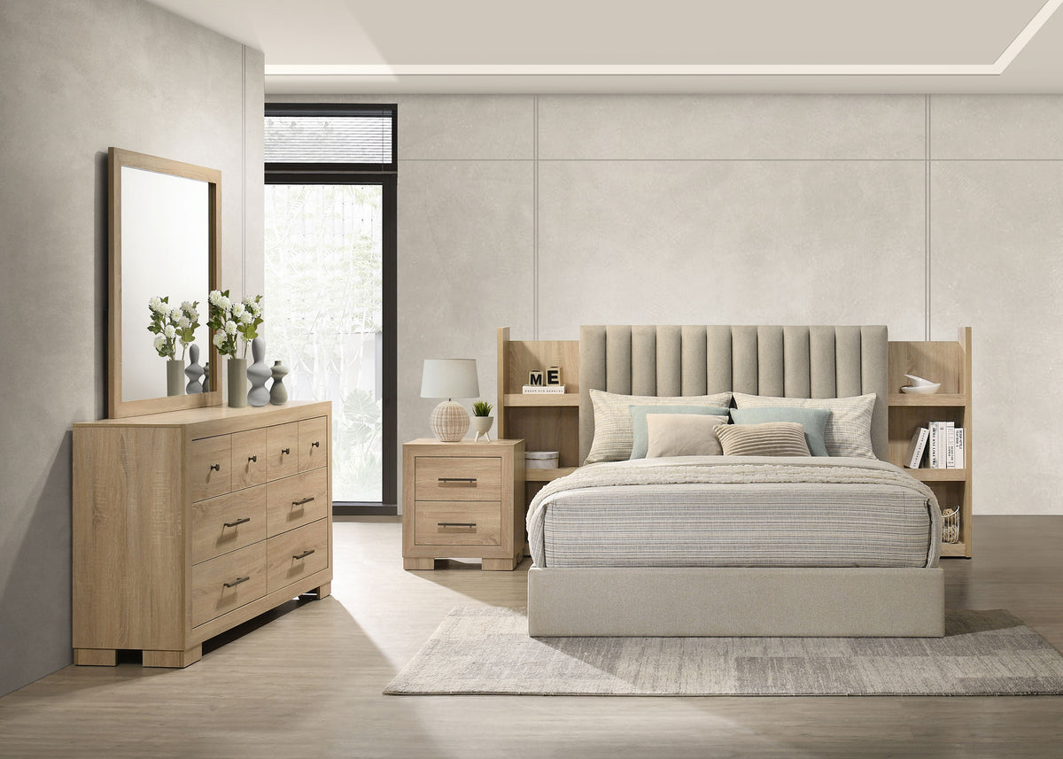 Arielle Bookcase Storage Bed & Bedroom Sets - 4pcs- Queen Bed + Dresser + Mirror + Nightstand