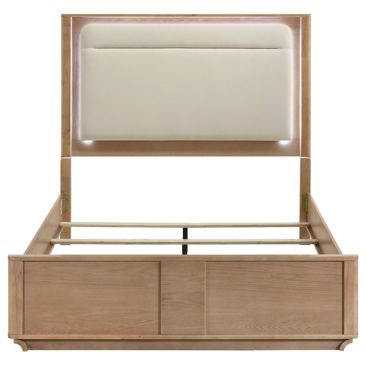 Leanne LED Panel Bed & Bedroom Sets - Floating Upholstered Headboard & Sintered Stone Tops in Light Oak, Queen or Eastern King – view 12