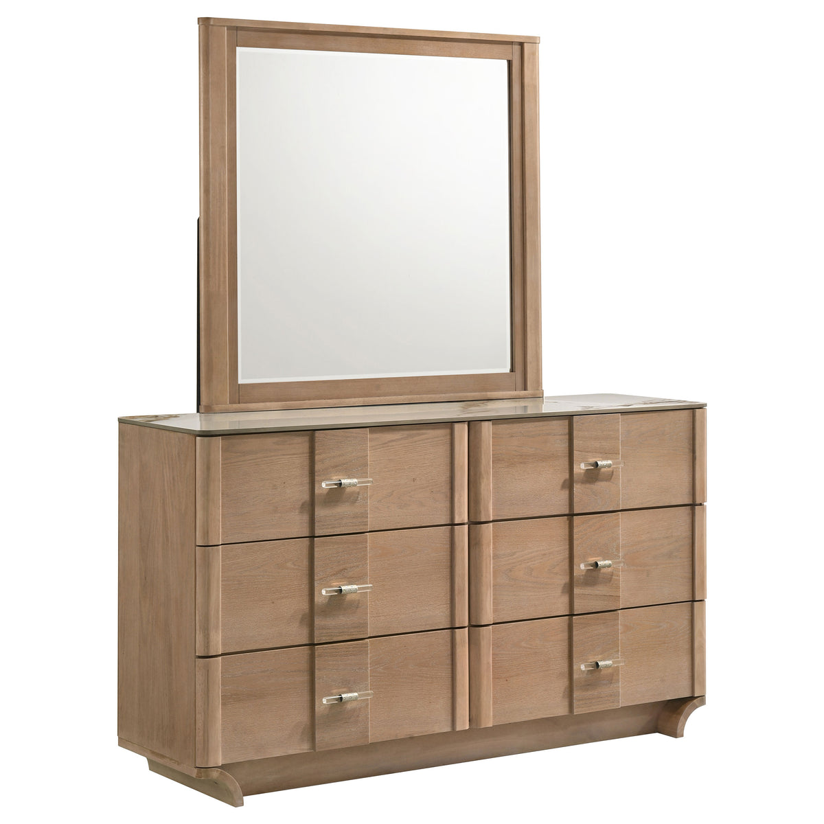 Leanne LED Panel Bed & Bedroom Sets - Dresser + Mirror