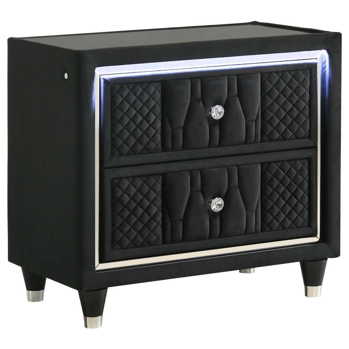 Lorient LED Wingback Bed & Bedroom Sets - 2-Drawer LED Nightstand with USB