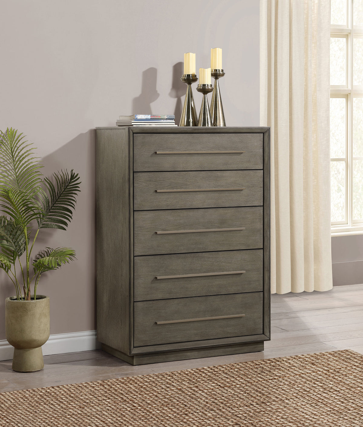 Durango Tufted Upholstered Panel Bed & Bedroom Sets - 80" Headboard in Taupe Oak & Cream, Queen to California King - lifestyle