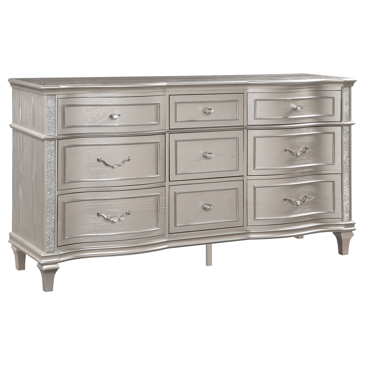 Evangeline Double Arch LED Panel Bed & Bedroom Sets - 9-Drawer Dresser