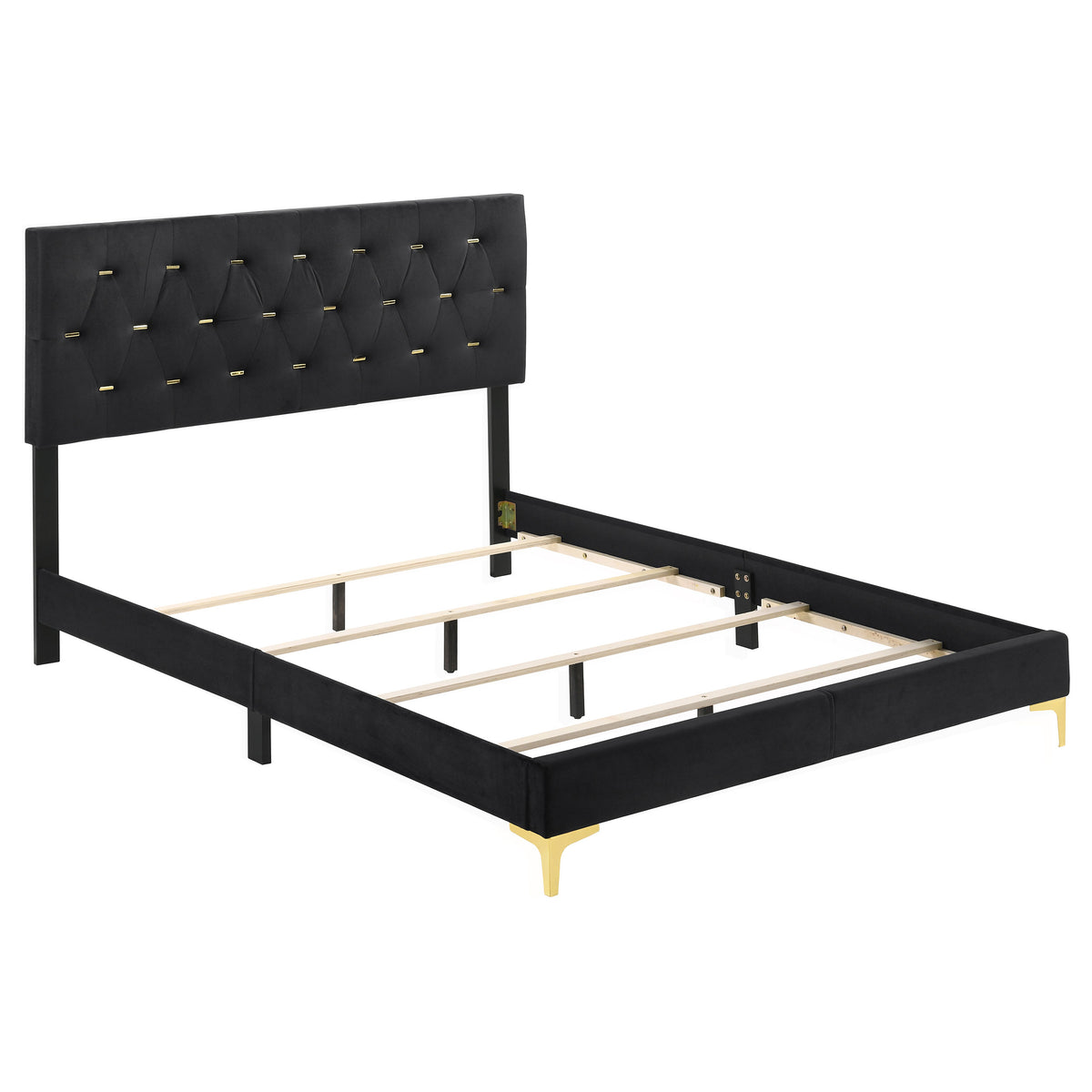 Kendall Diamond-Tufted Velvet Panel Bed & Bedroom Sets - Queen Bed Only