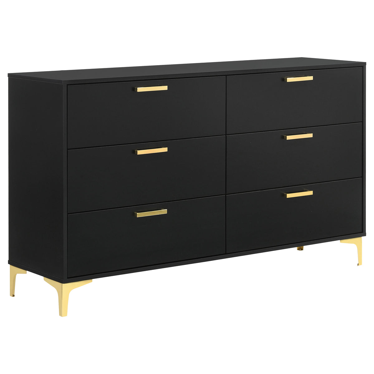 Kendall Diamond-Tufted Velvet Panel Bed & Bedroom Sets - 6-Drawer Dresser