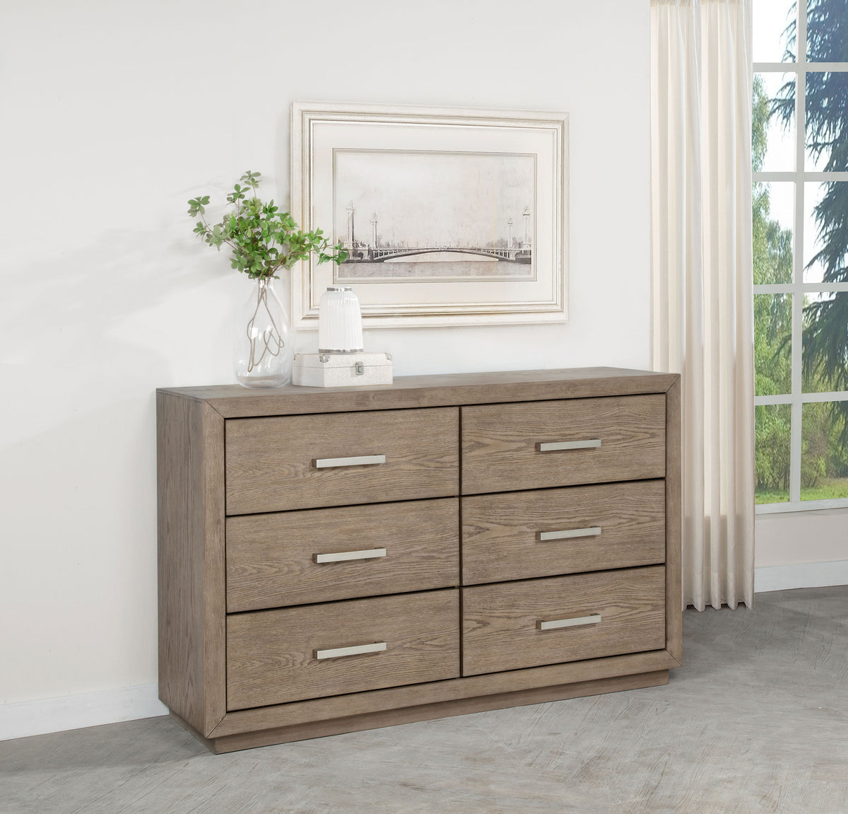 Kenora LED Storage Bed & Bedroom Sets - Upholstered Headboard with Underbed Drawers in Barley Brown - lifestyle
