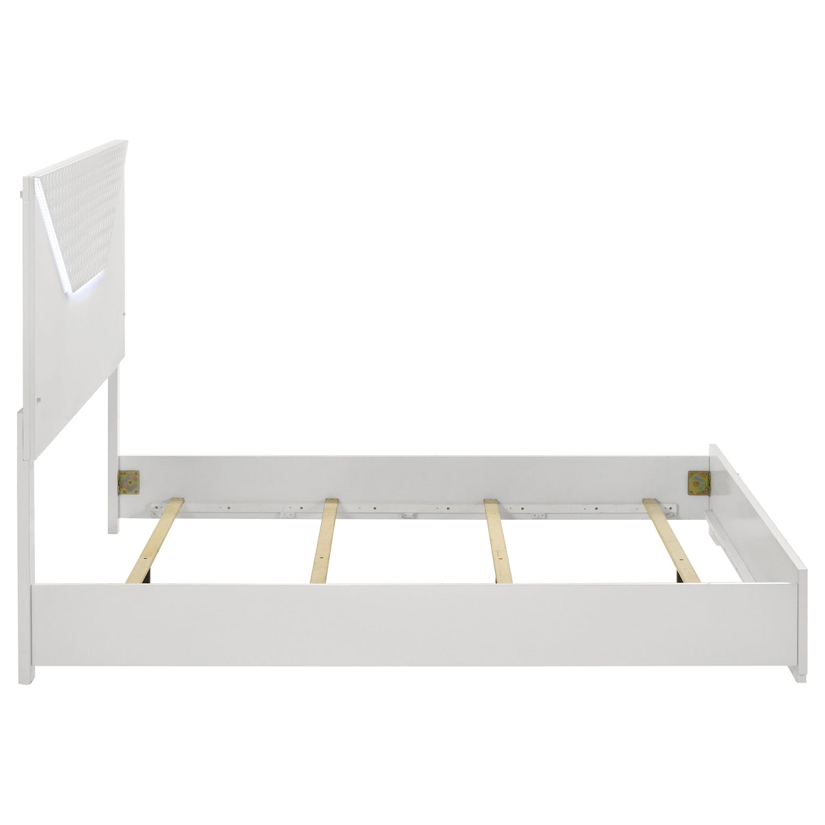 Ives LED Panel Bed & Bedroom Sets - Diamond Tile Emboss in White High Gloss, Modern Italian Style โ view 15