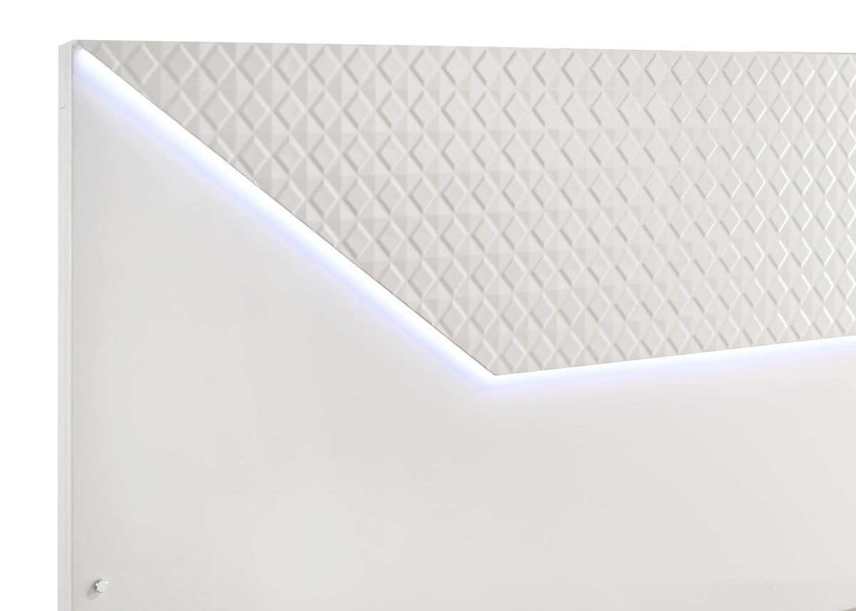 Ives LED Panel Bed & Bedroom Sets - Diamond Tile Emboss in White High Gloss, Modern Italian Style โ view 16