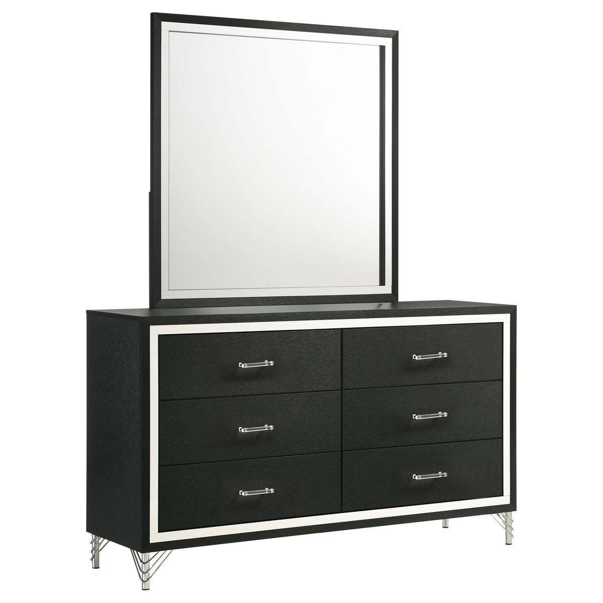 Lucia Fluted Velvet Wingback Bed & Bedroom Sets - Dresser + Mirror