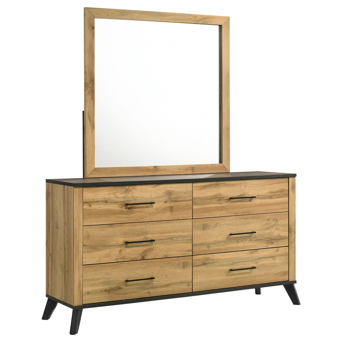 Kaywood Mid-Century Panel Bed & Bedroom Sets - Dresser + Mirror