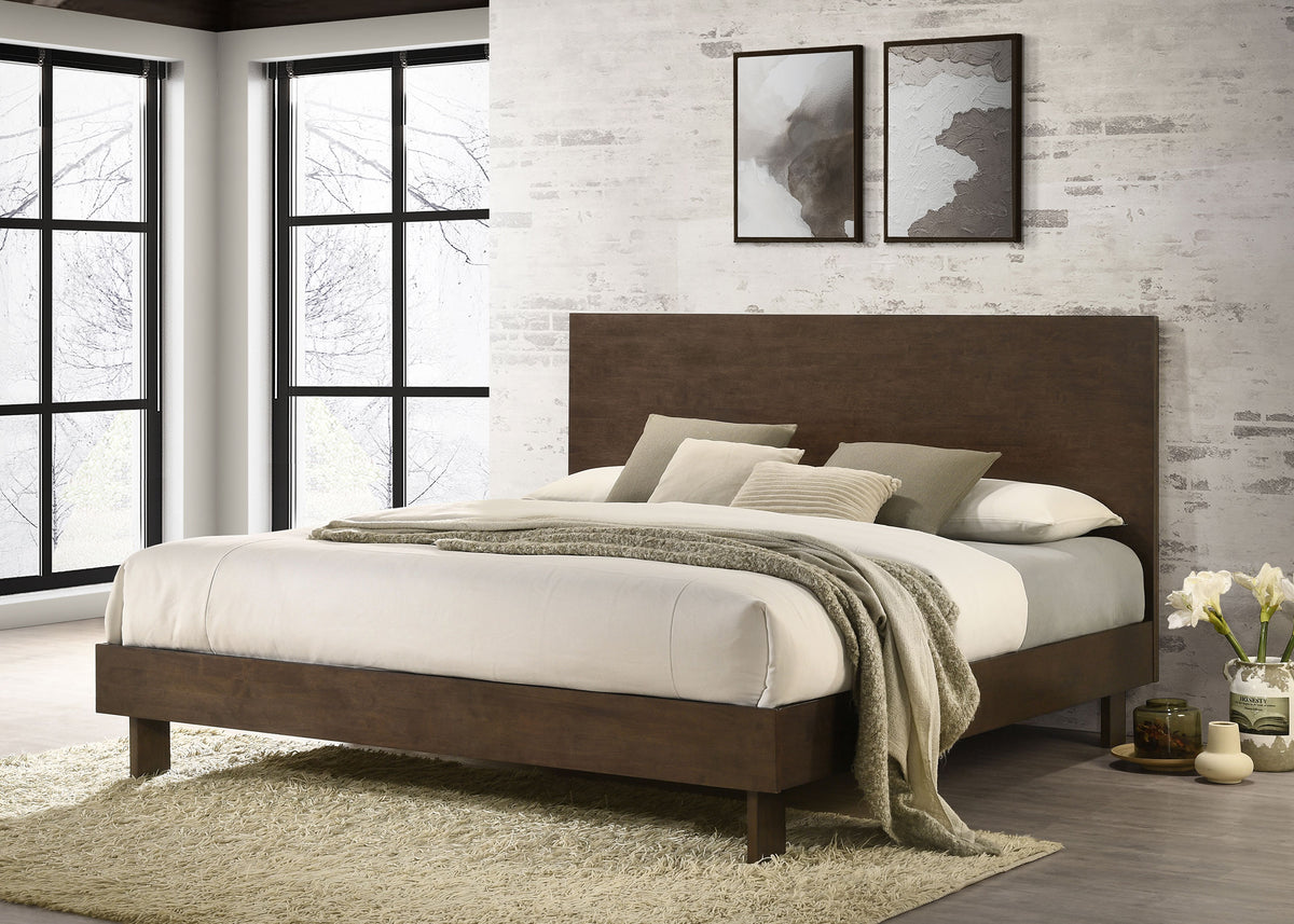 Glenwood Platform Panel Bed & Bedroom Sets - Clean-Lined Modern Design in Warm Brown, Queen or Eastern King - lifestyle