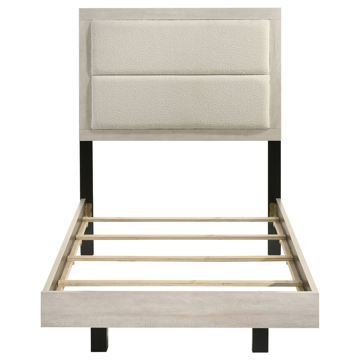 Trenton Floating Panel Bed & Bedroom Sets - Boucle Upholstered Headboard in Rustic Cream, Twin to Eastern King