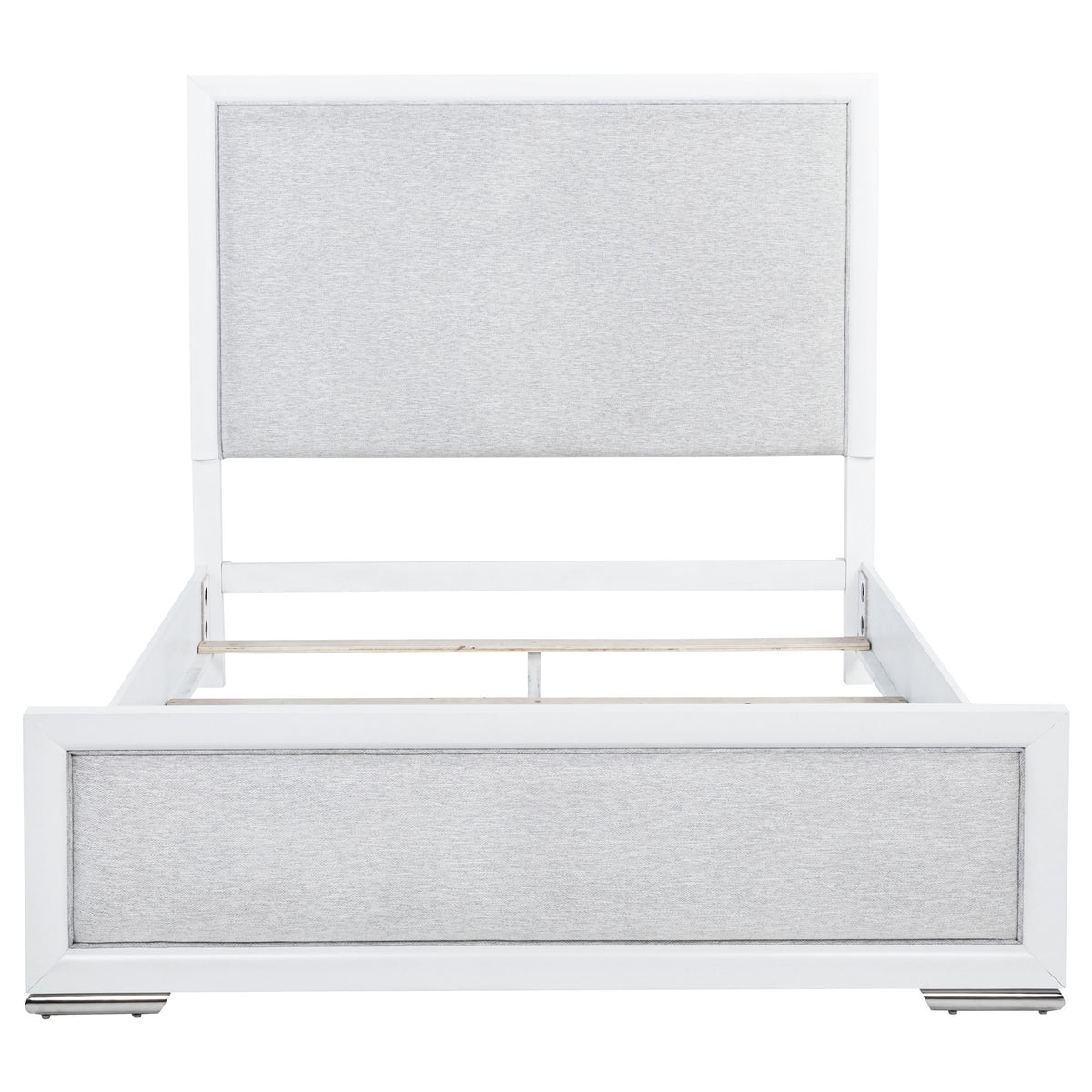 Gracemont Upholstered Panel Bed & Bedroom Collection - Light Grey Fabric, White Finish with Brushed Nickel โ view 16