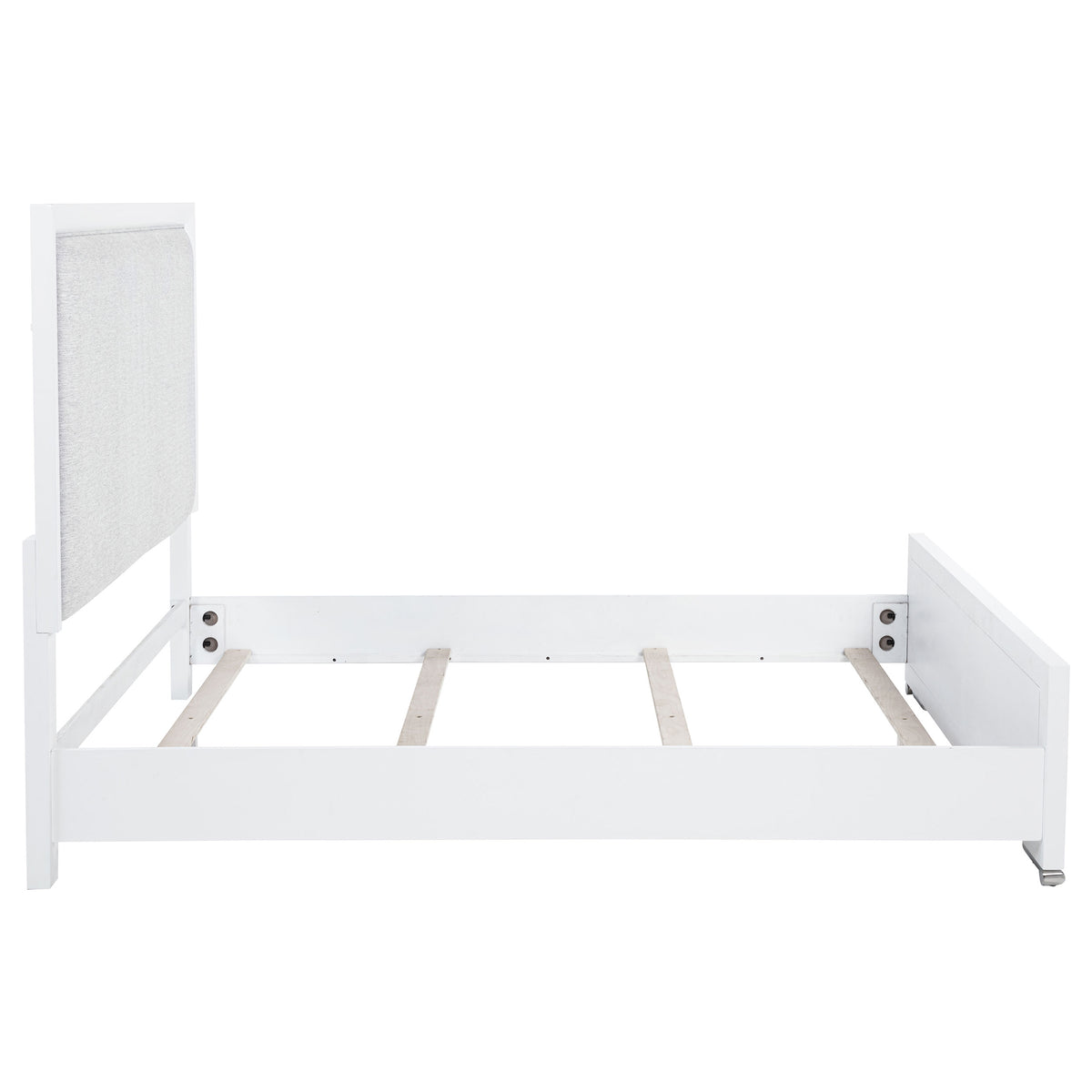 Gracemont Upholstered Panel Bed & Bedroom Collection - Light Grey Fabric, White Finish with Brushed Nickel โ view 17