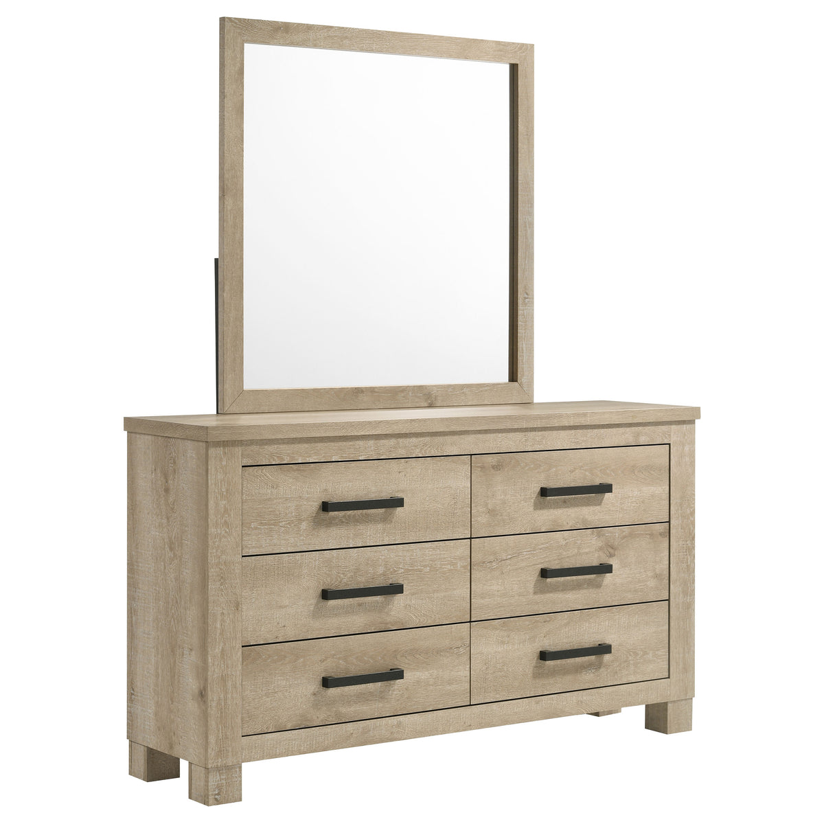 Oakglen Planked Panel Bed & Bedroom Sets - Dresser + Mirror
