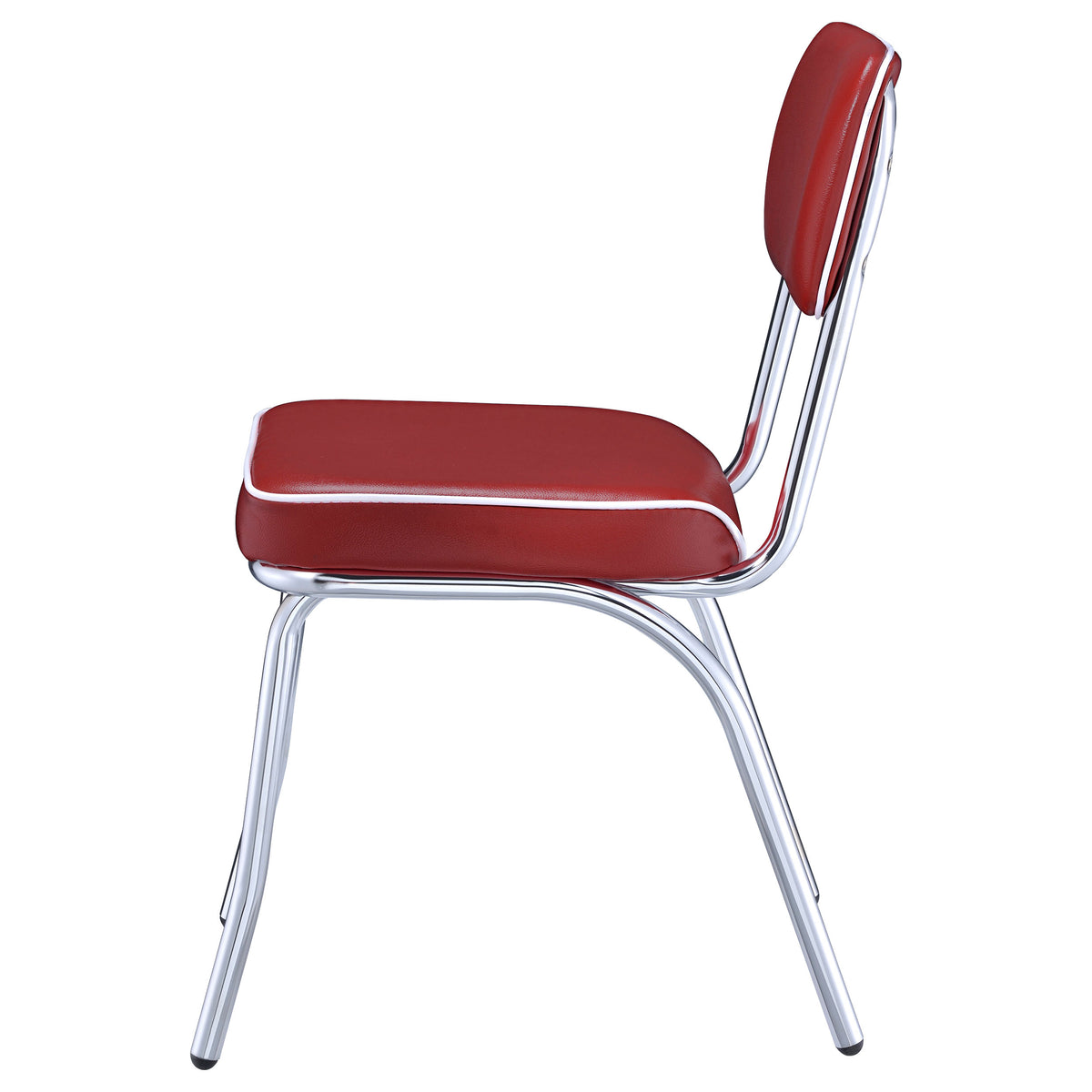 Retro Diner Style Dining Side Chairs (Set of 2) - Red Leatherette with Chrome Frame – view 6
