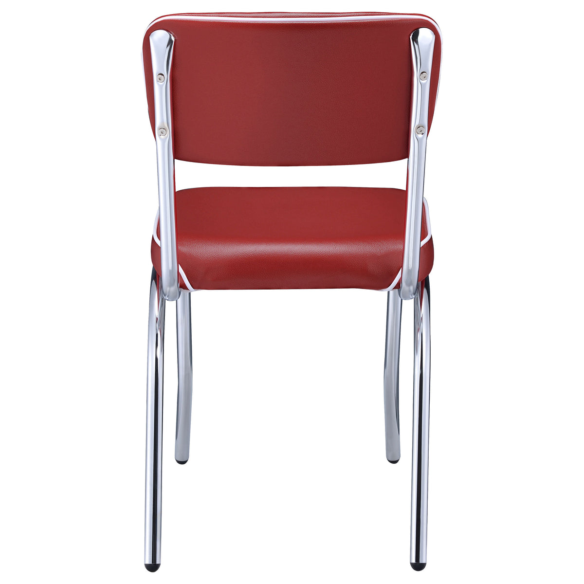 Retro Diner Style Dining Side Chairs (Set of 2) - Red Leatherette with Chrome Frame – view 8