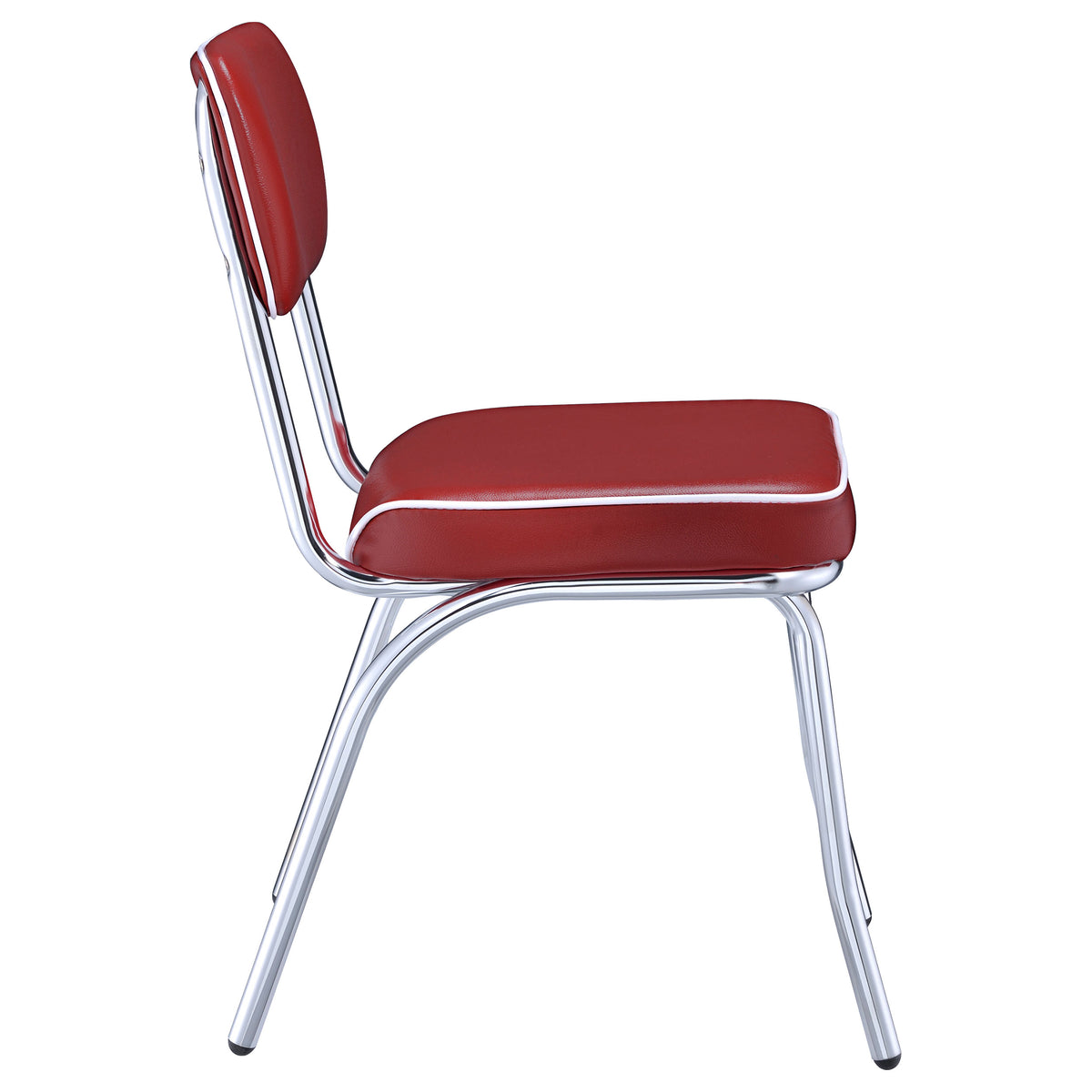 Retro Diner Style Dining Side Chairs (Set of 2) - Red Leatherette with Chrome Frame – view 10
