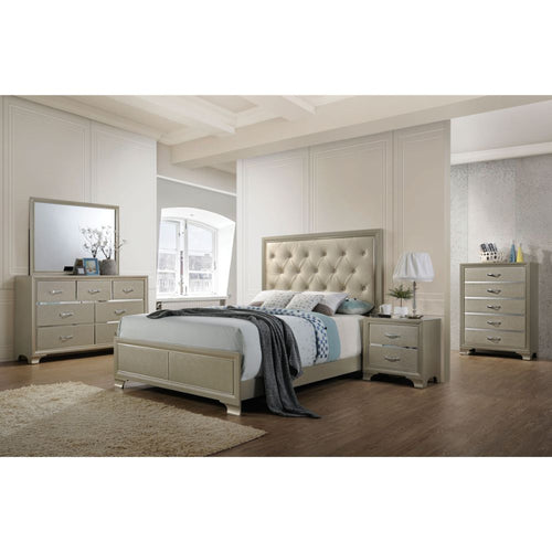 Carine Dresser Mirror - Glamorous Wood Frame in Champagne