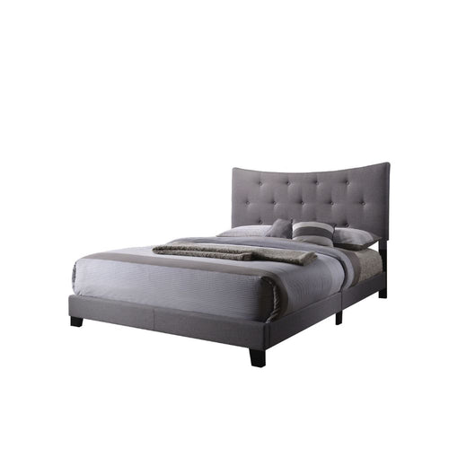Venacha Upholstered Queen Bed - Arched Button-Tufted Headboard in Gray Fabric