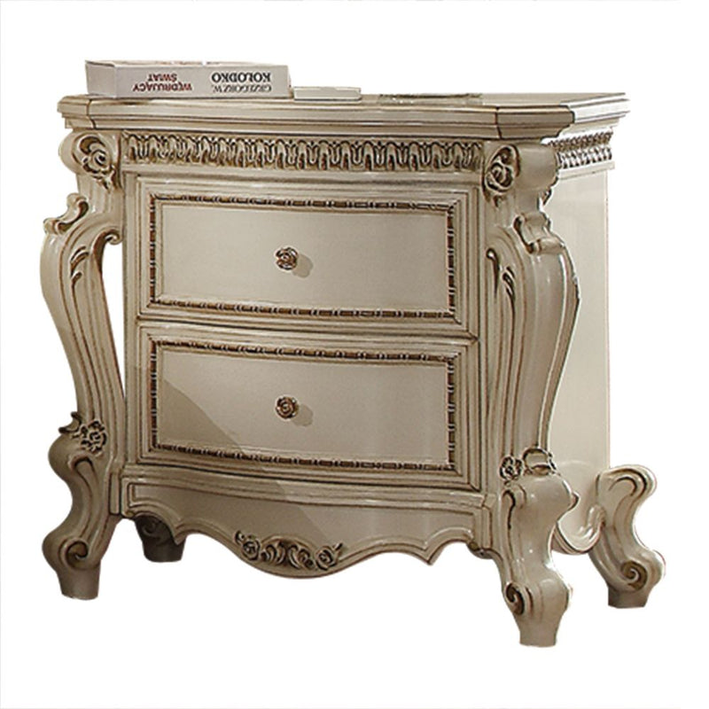 Picardy Bow-Front Bedroom Storage - Nightstand, Dresser, Chest & Vanity with Scrolled Trim in Antique Pearl, Cherry Oak or Honey Oak