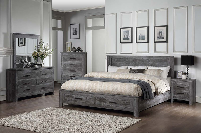 Vidalia Rustic Wood Frame Mirror - Minimalist Square Design in Rustic Gray Oak