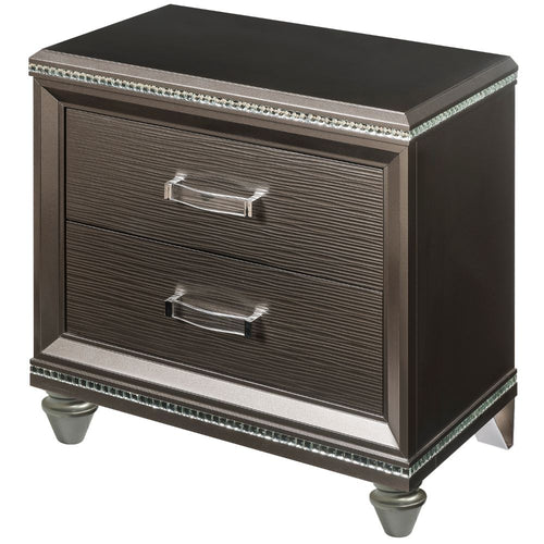 Sadie Bedroom Case Pieces - Embossed Drawer Fronts & Sparkling Trim in Dark Champagne