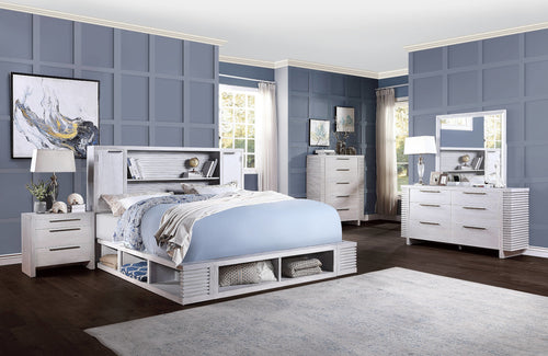 Aromas Coastal Dresser & Chest - Grooved Side Panels & Sled Base in White Oak