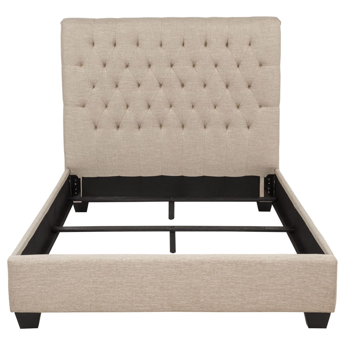 Chloe Button-Tufted Upholstered Bed or Headboard - Tall Oatmeal Fabric Headboard, Full to California King – view 11