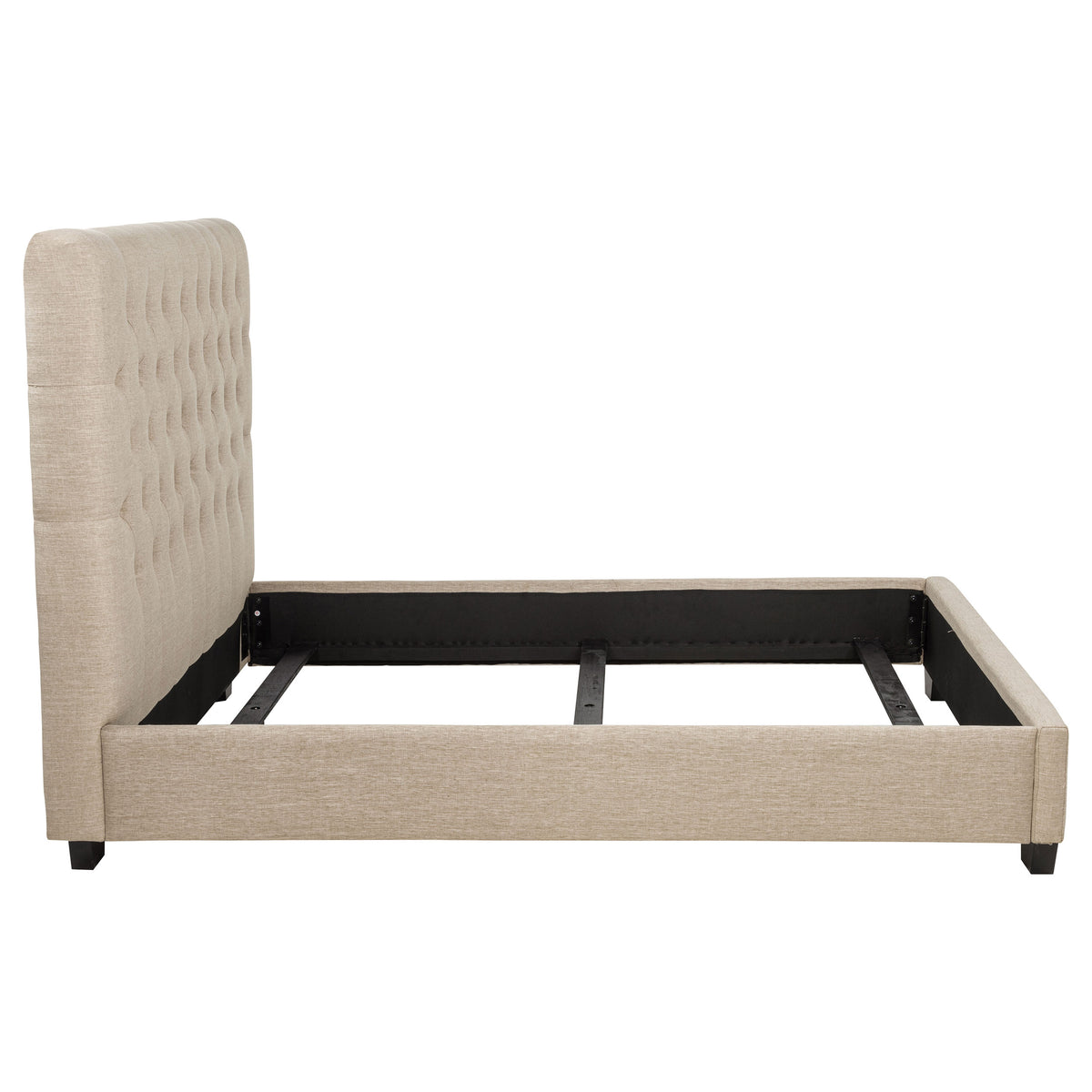 Chloe Button-Tufted Upholstered Bed or Headboard - Tall Oatmeal Fabric Headboard, Full to California King – view 13