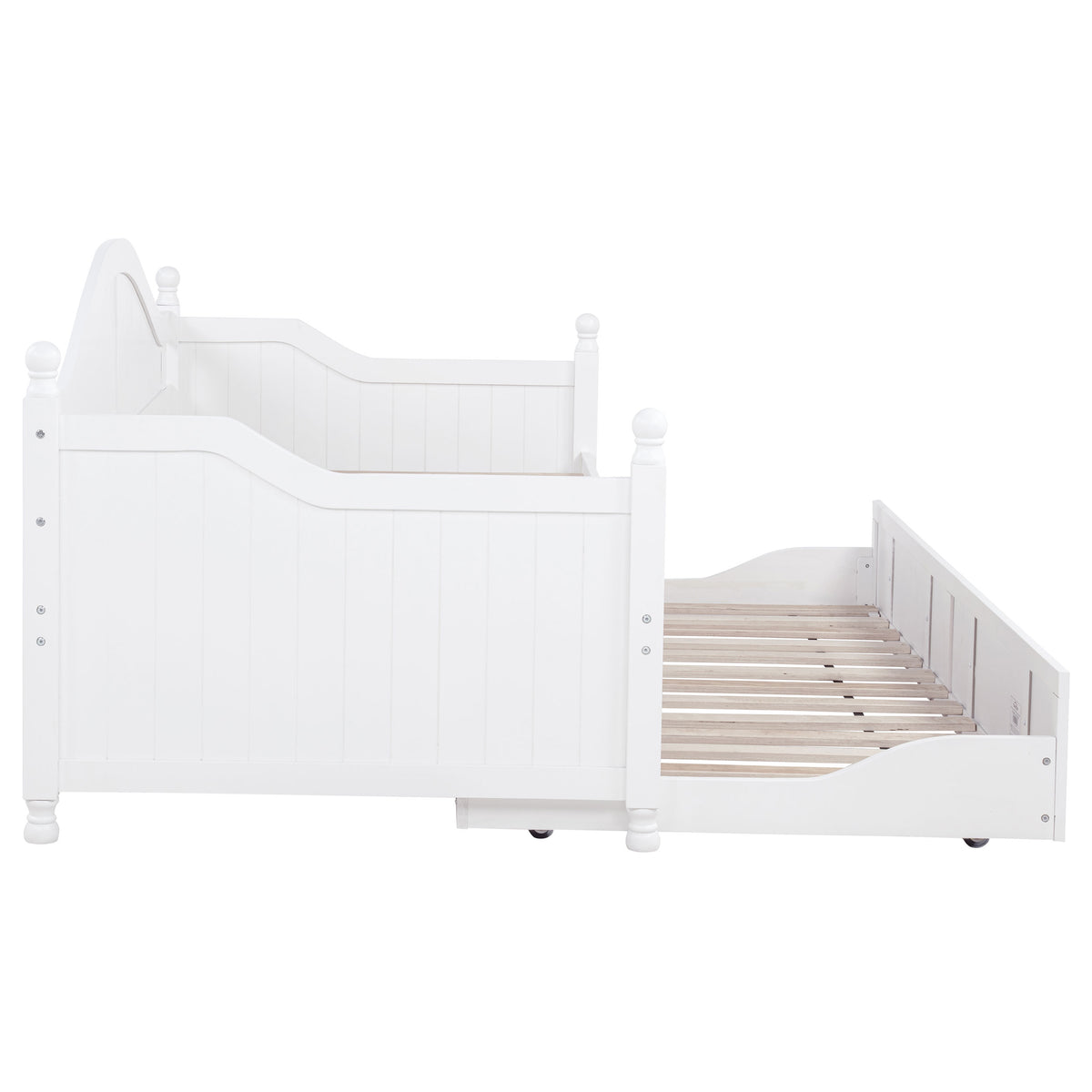 Julie Ann Twin Daybed with Trundle - Curved Back & Crystal-Style Knobs in White – view 8